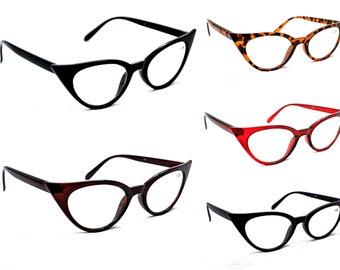 Fashion 1950,60s Cat Eye Reading Glasses Stylish 7 Lens power & 5 Colours MT57