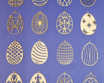 Oeufs de Pâques Bush de Pâques Décoration de Pâques Paquet découpé au laser, 16 modèles d’œufs, ornements décoration DXF