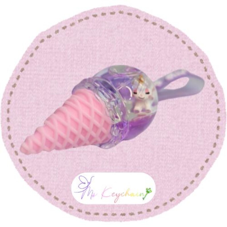 Glitter Unicorn Ice Cream Key chain Stars Hearts Gold Bell Sugar Unicorn