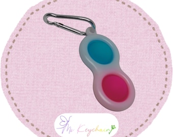 Hard Plastic Two Colour Pop It Fidget Sensory Toy Key Ring Key Chain
