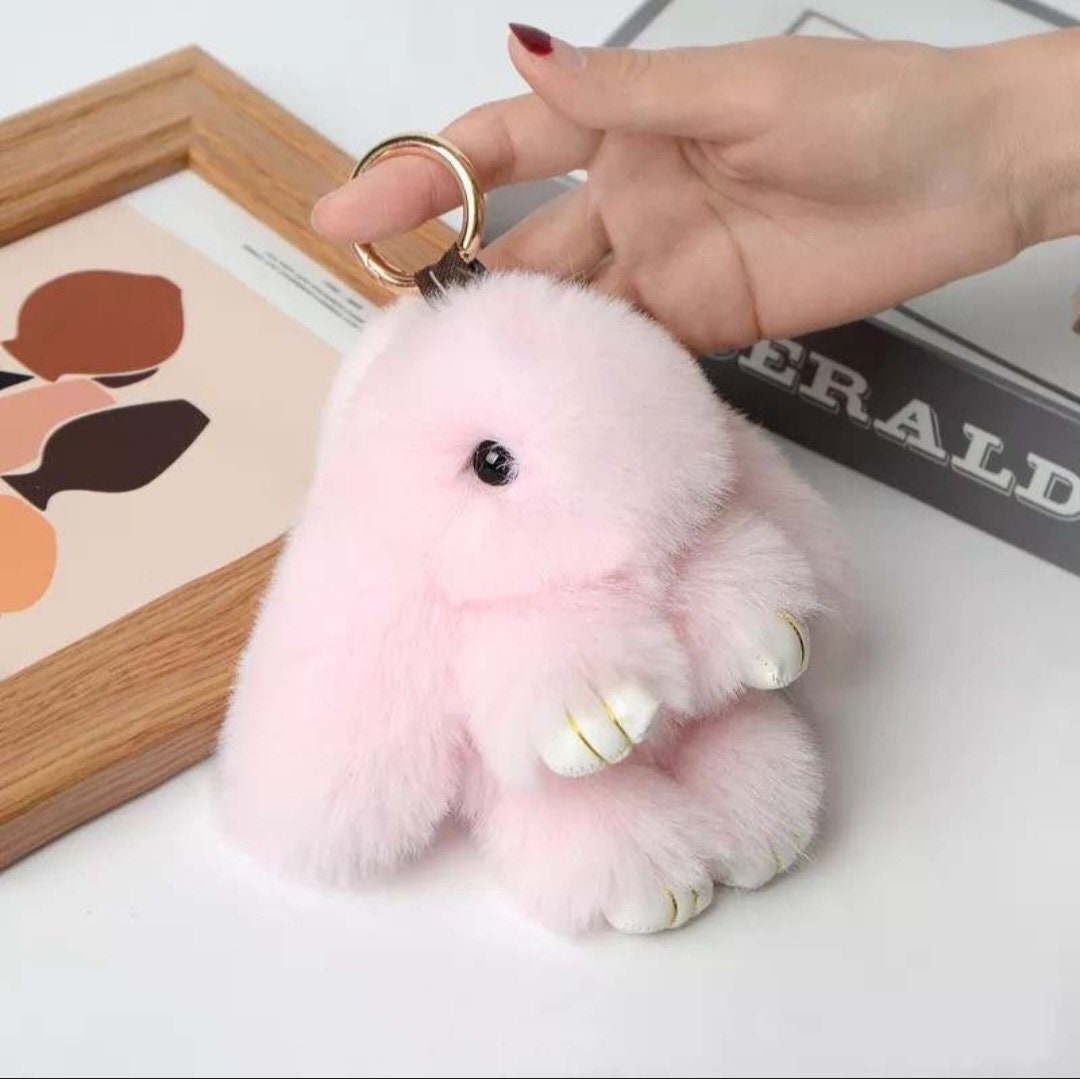 The Fabulous Planner Fluffy Bunny Keychain Light Brown