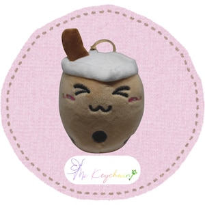 Soft Small Squish Smile Plushie Bubble Boba Tea Toy Wrist Strip Brown Cute Face