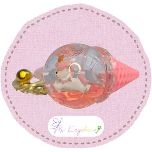 Glitter Unicorn Ice Cream Key chain Stars Hearts Gold Bell Dolly Unicorn