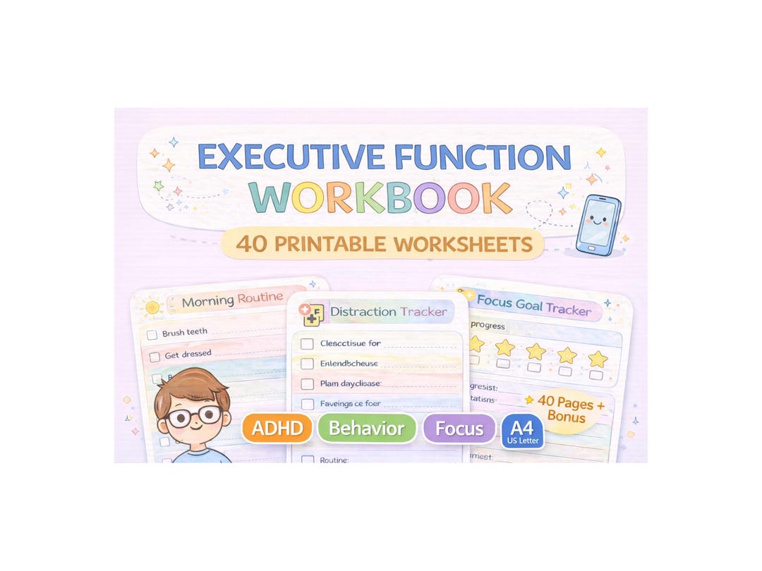 ADHD Kids Workbook, Executive Function Worksheets, Behavior Charts (40 ...