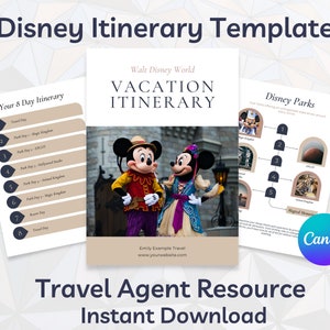 WDW Vacation Itinerary Template for Travel Agent, WDW Itinerary, WDW Planner, Travel Agent Canva