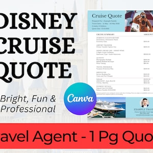 DCL Quote Template, Cruise Quotation Template, Travel Agent Quote, Travel Agent Template