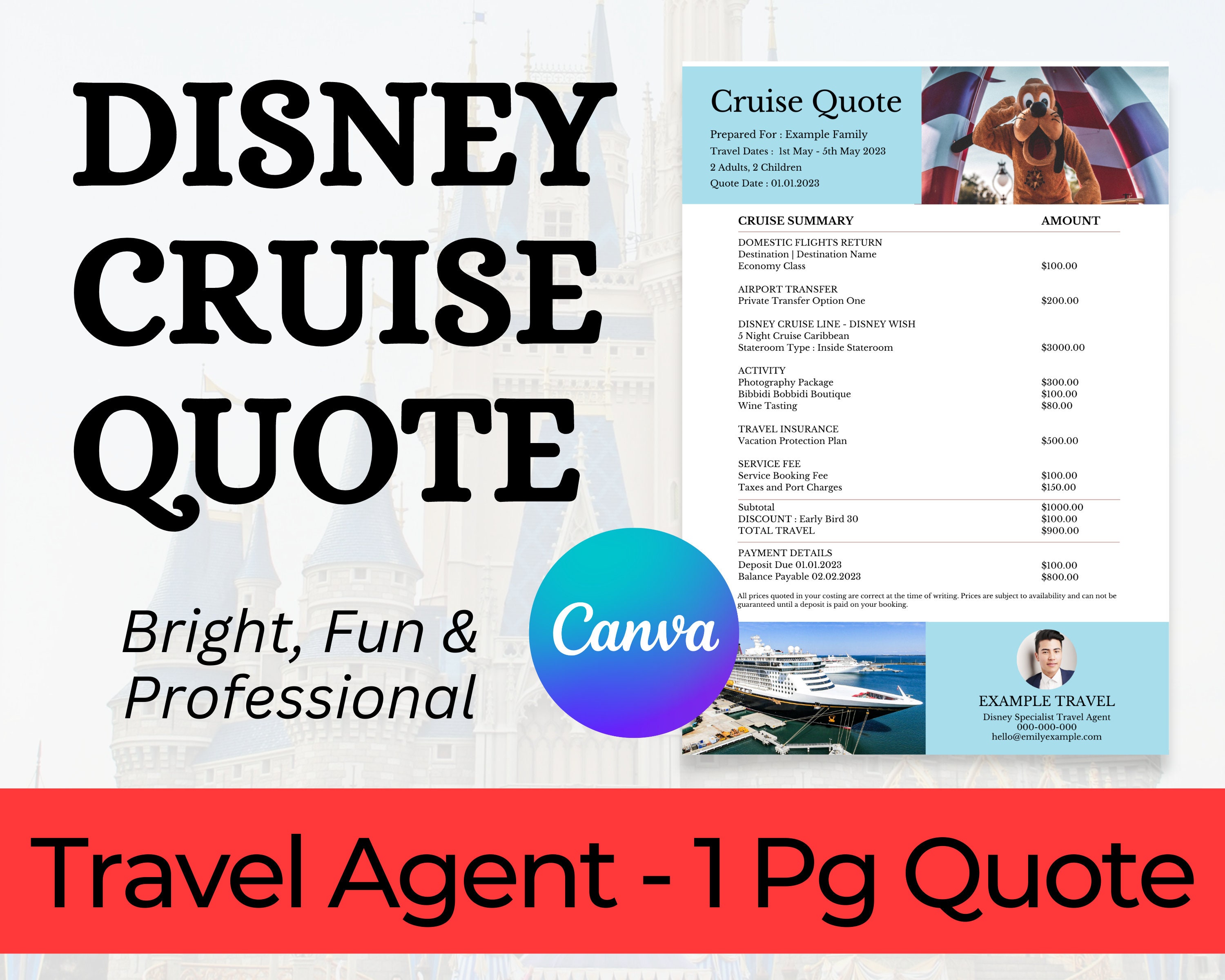 DCL Quote Template Cruise Quotation Template Travel Agent Quote DCL Quote Template Cruise Quotation Template Travel Agent Quote