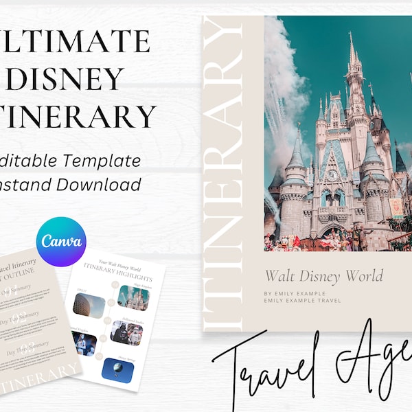 WDW Vacation Itinerary, WDW Travel Itinerary Template, Itinerary Template, Weekend Itinerary, Digital Itinerary, Downloadable Itinerary