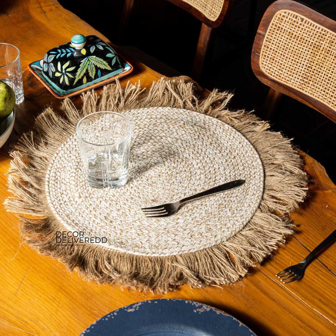 Round Jute Placemats Table Place Mats Trivet 12 Inch Handmade Jute