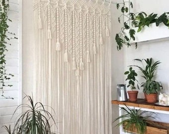 Macrame Curtains for Doorways, Window Curtains Wall Decor, Macrame Curtains Boho Wedding Decor, Macrame Wedding Backdrop, Wood Ring