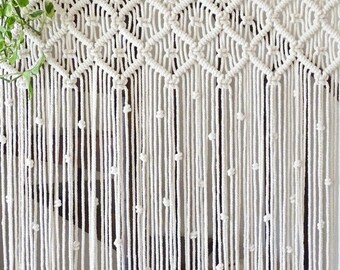 Macrame Curtains for Doorways, Window Curtains Wall Decor, Macrame Curtains Boho Wedding Decor, Macrame Wedding Backdrop, Wood Ring