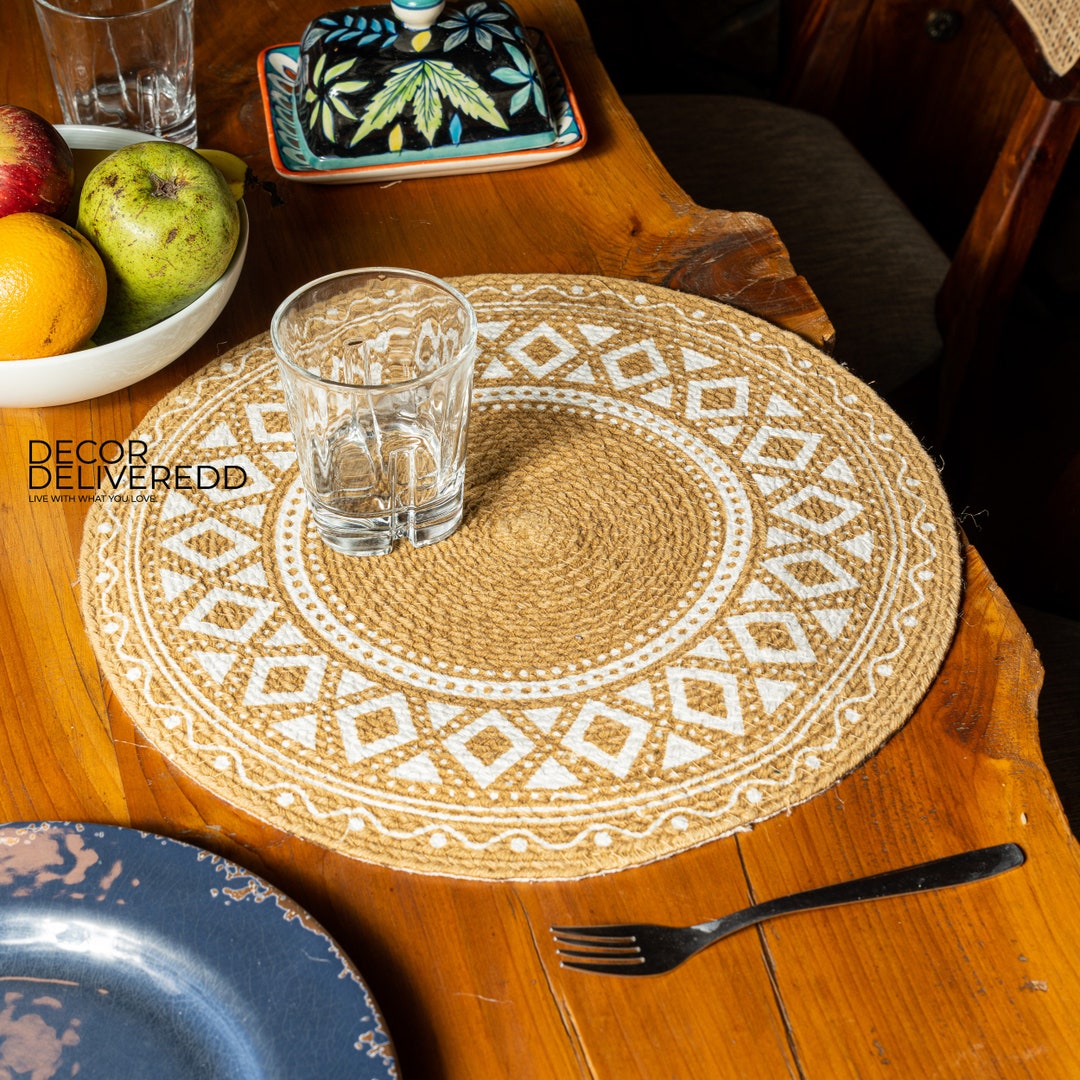 Round Cotton Woven Placematstablemats Cotton Handmade Weave Etsy