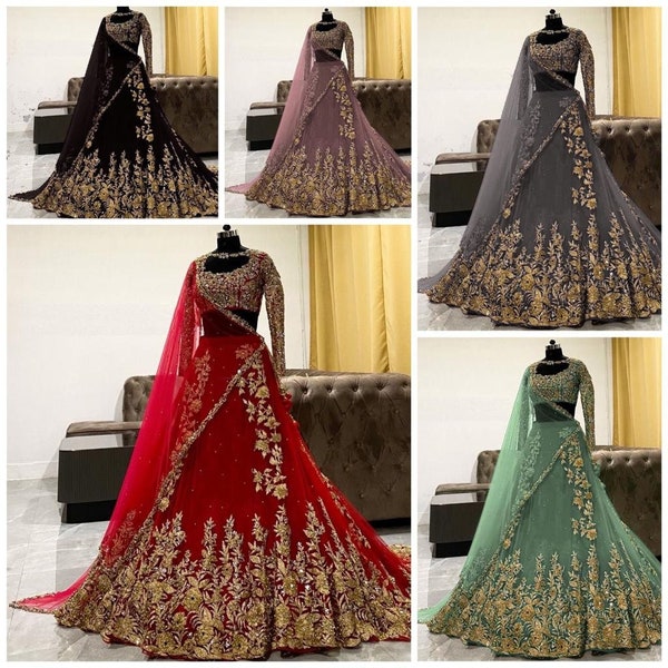 Presenting latest Georgette heavy embroidery work lehnga choli with dupatta Bollywood bridal wedding lehnga partywear stunning lehnga choli