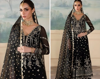 Black Georgette Salwar kameez, Pakistani salwar suit, Ready to wear Indian wedding dress, Punjabi suit,Indowestern partywear dress Readymade