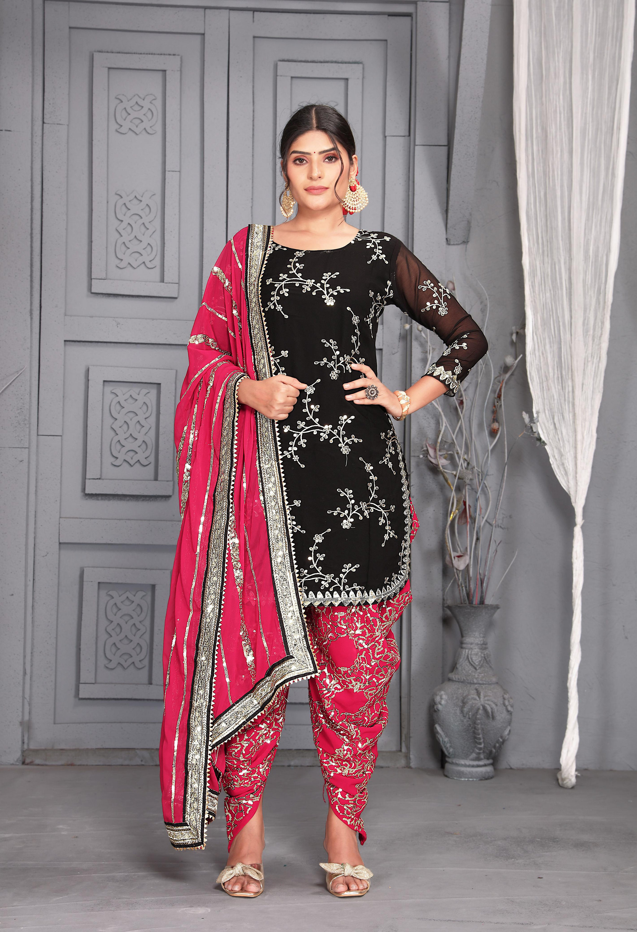Women Black Solid Dhoti Salwar With Embellished Border