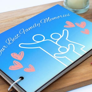 Handmade Memory Album: Family Memories Collection with Wooden Cover and 25 Recycled Pages (scrap-ha23-signfamrg)