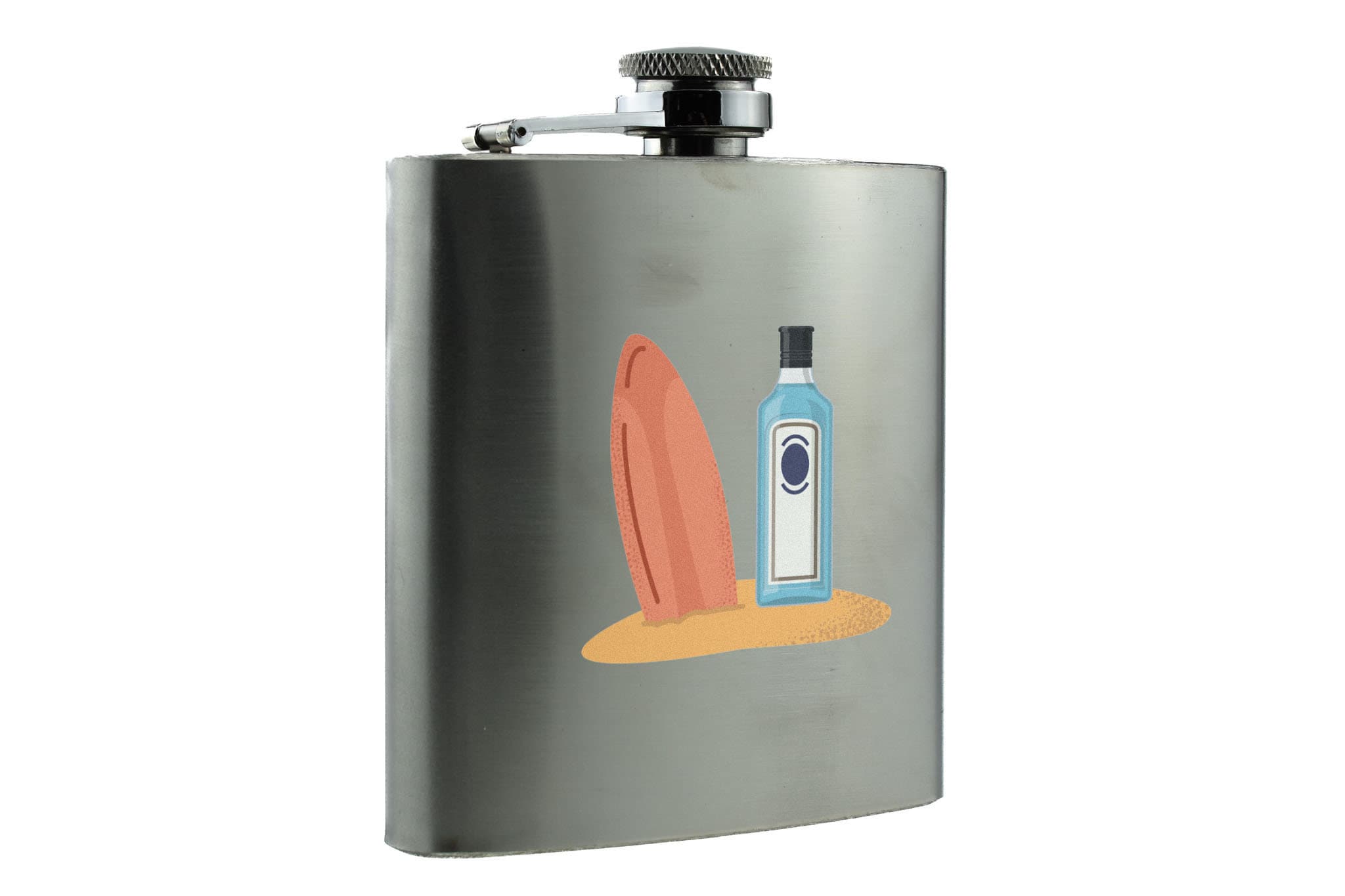 ビーチをテーマにした斬新なステンレススチール製ヒップフラスコ