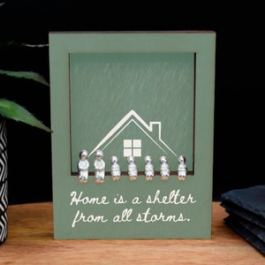 Home is a Shelter From All Storms - Family Plywood Ornament - Create to Your Own Family Combination with 7 People Set (lrgpolo-ds23-storm)
