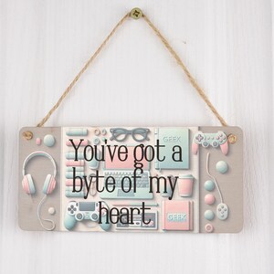 Panneau suspendu Geek Humour - Vous avez un octet de mon coeur (smlsgn-kf24-bytelovehg)