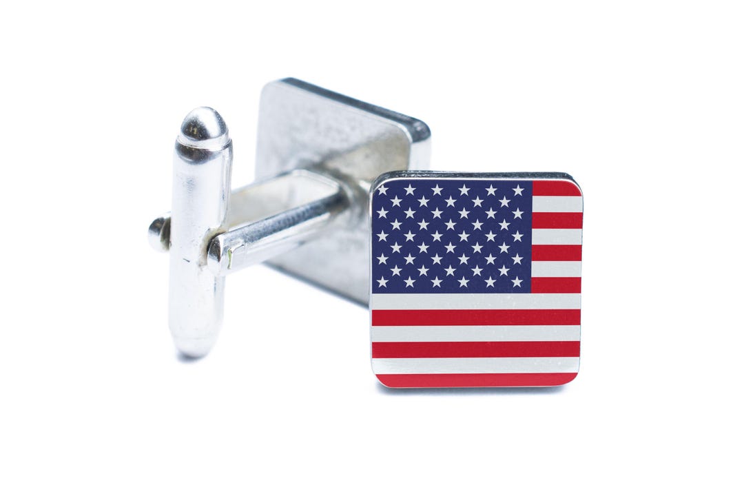 アメリカ国旗 UV プリント 手作りブリキ製カフスボタン (cuff-kf24