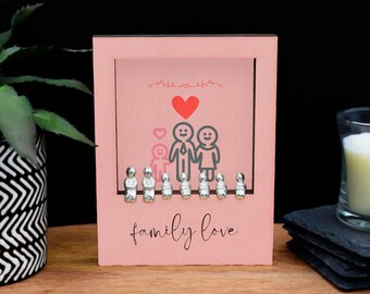 Family Love - Family Plywood Ornament - Customise Your Own Family Combination with 7 People Set (lrgpolo-ha23-famchild)