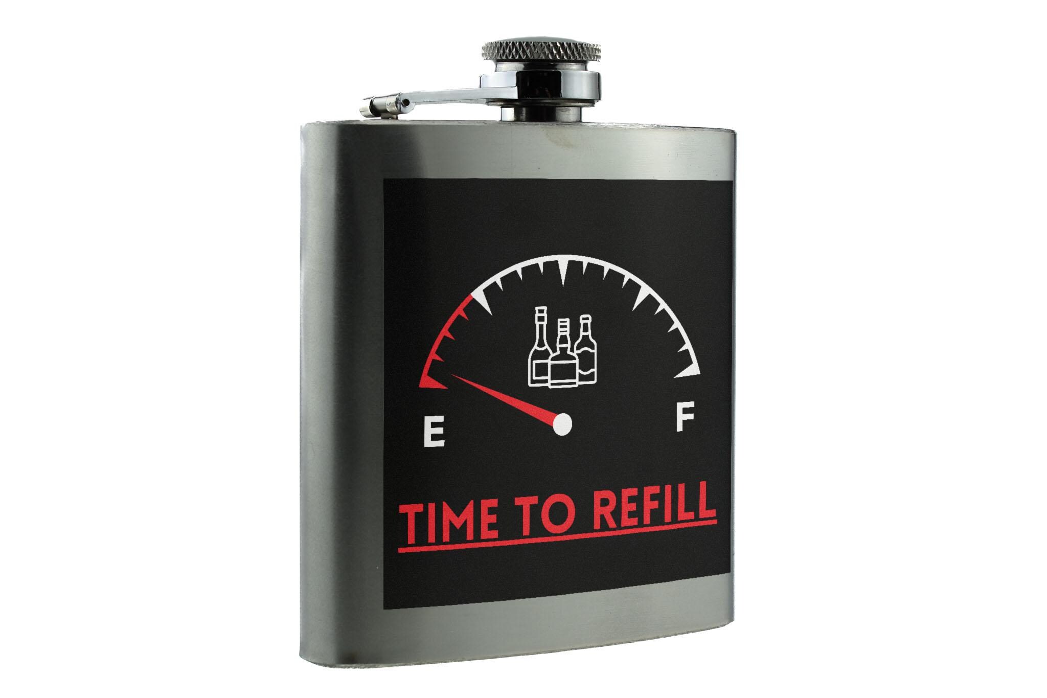 Refilling Meter Time to Refill Alcohol Meter Flask With Drink Level Gauge Fun Design ...
