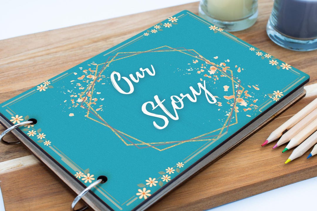 Teal Memory Teal Floral Memory Album: Handcrafted Wooden Cover With Ring Binder ...