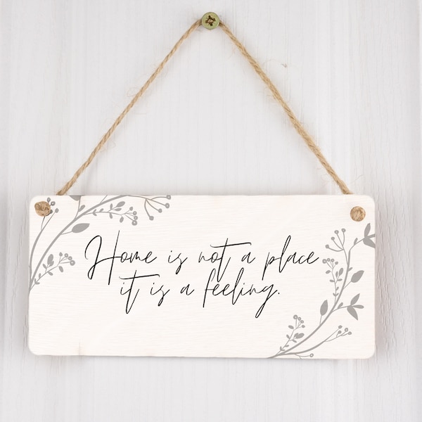 Home Isn’t a Place, It’s a Feeling – Cottage-core Inspired Plywood Hanging Sign (smlsgn-ds23-homefeeling)