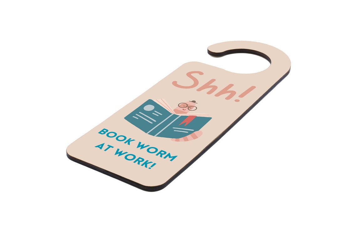 Bookworm at Work – Plywood Door Handle Hanger – Do Not Disturb Studying ...