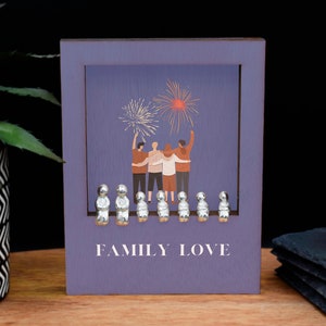 Family Love - Family Plywood Ornament - Create Your Own Family Combination with 7 People Set (lrgpolo-ha23-firefam)