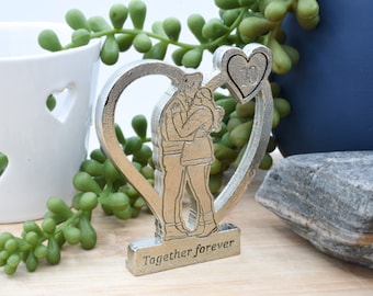 Together Forever 10th Anniversary Hugging Couple Metal Ornament