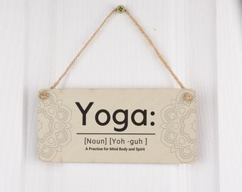 Mindful Serenity: Full Colour Plywood Yoga Sign - A Spiritual Home Décor & Perfect Idea for Yoga Lovers