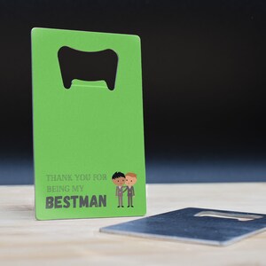 Grazie per essere il mio testimone - Apribottiglie in acciaio inossidabile - Bomboniera da testimone (boop-ds23-bestgreen)