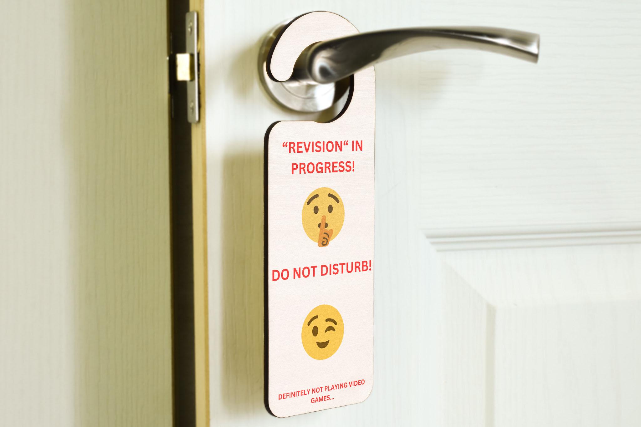 Revision in Progress Do Not Disturb Emoji Door Hanger