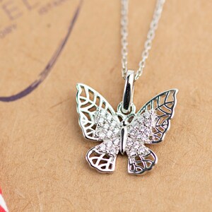 Sterling Silver Butterfly Necklace: Dainty Animal Pendant, Gift for Daughter