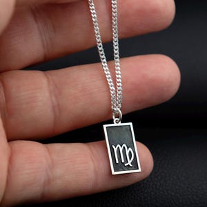 Zodiac Sign Necklace – Customizable Silver Pendant for Men –  Birthday Gift Idea – Horoscope Jewelry – Virgo Taurus Leo