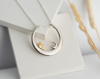 Sterling Silver Moon Ring Holder Necklace Silver : Wedding, Birthday Gift