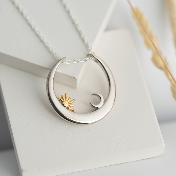 Sterling Silver Moon Ring Holder Necklace: Wedding, Birthday Gift