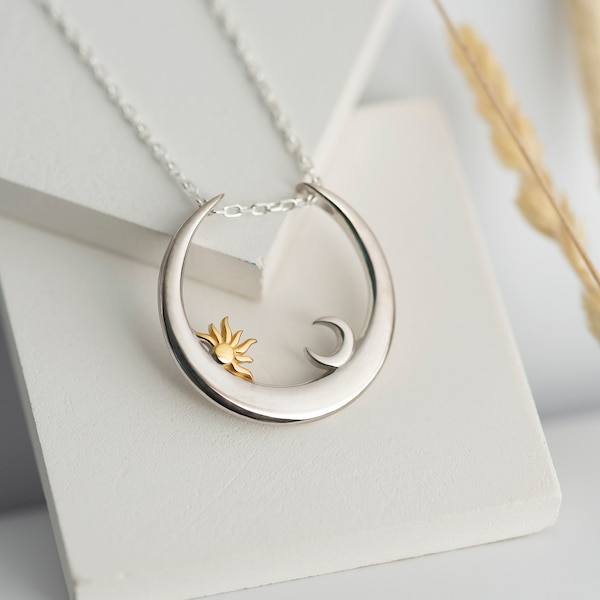 Moon Ring Holder Necklace Birthday Gift, Wife Gift Wedding Ring Holder Necklace Gold, Mothers Day Gift Silver Ring Keeper Necklace