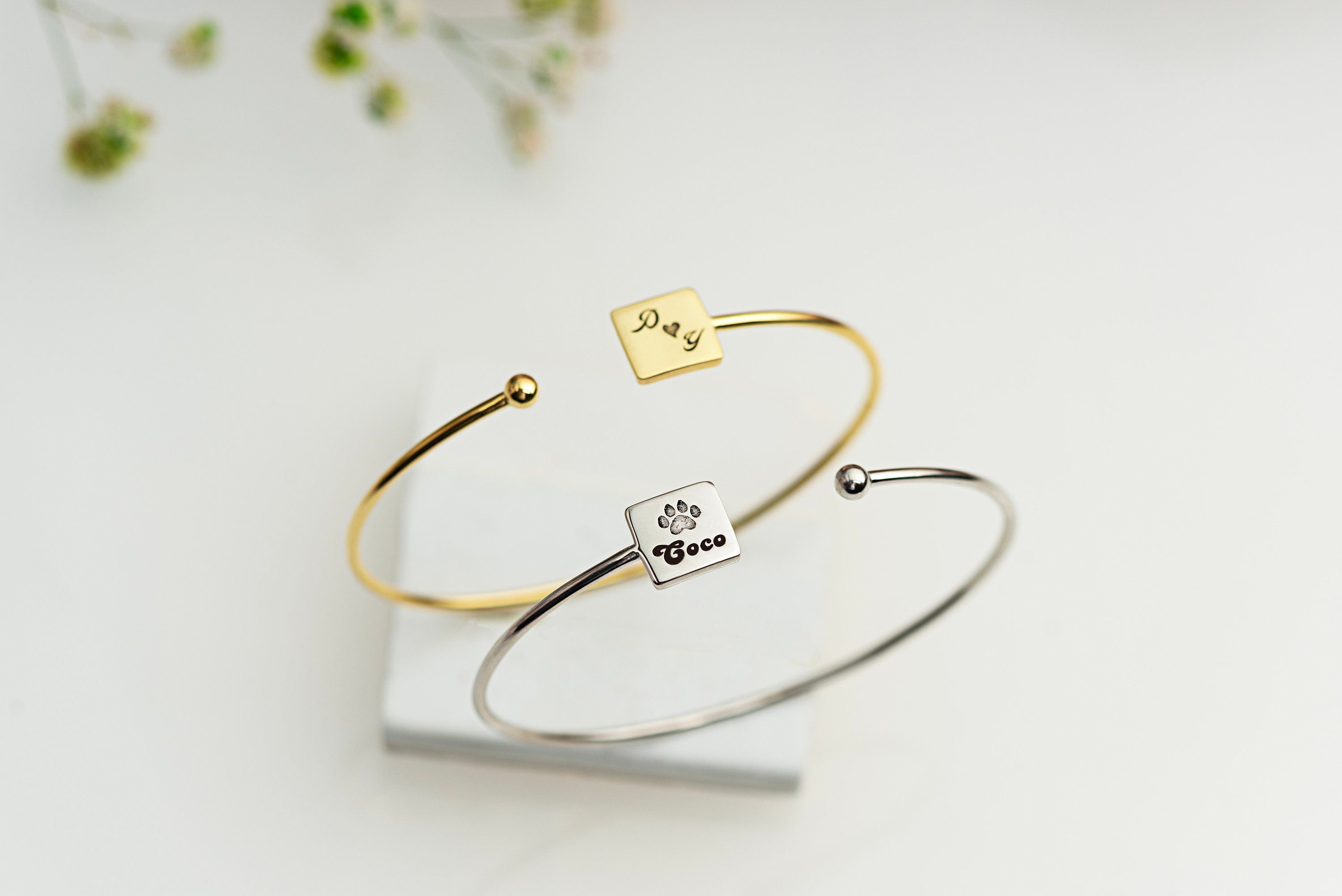 Personalized Adjustable Name Bangle Ring Custom Personalised Name ...