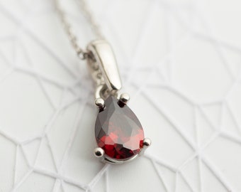 Ruby Pendant Necklace: 925 Sterling Silver, July Birthstone