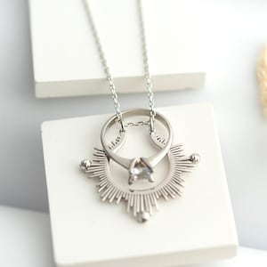 Sterling Silver Sun Ring Holder Necklace: Safe Ring Keeper Pendant image 1
