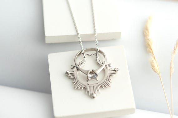 Sterling Silver Sun Ring Holder Necklace: Safe Ring Keeper Pendant