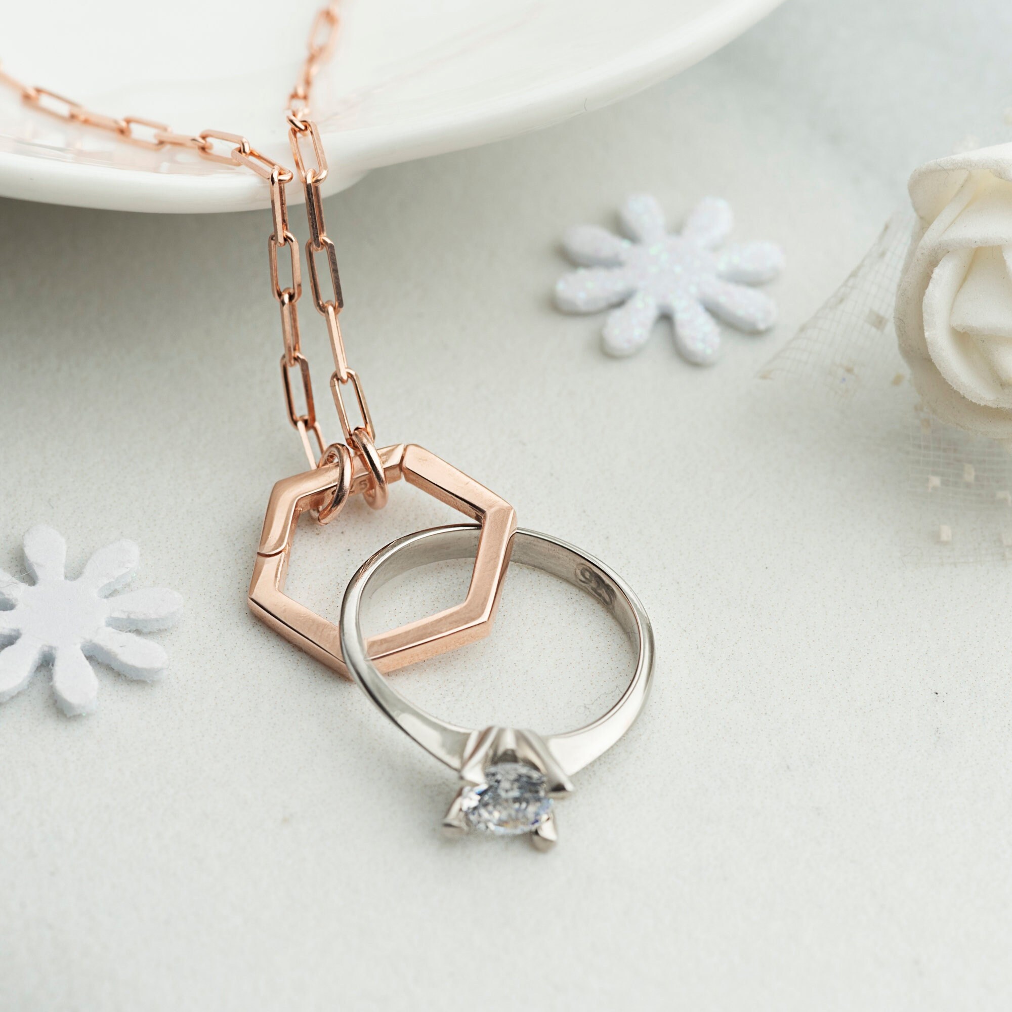 Gold necklace hotsell charm holder