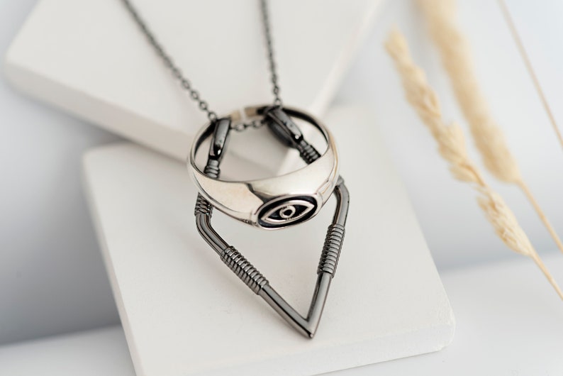 Mannen ketting ringhouder, verjaardagscadeau trouwring houder ketting, cadeau man zilveren ring keeper ketting, vriendje cadeau ketting afbeelding 9