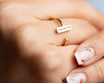 Sterling Silver Personalized Ring, Adjustable Engraved Promise Ring