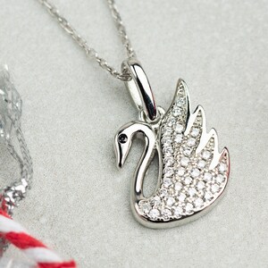 Sterling zilveren zwaan ketting kerstcadeau - zwaan ketting - zwaan design sieraden - dierensieraden - zwaan ketting met zilveren steen