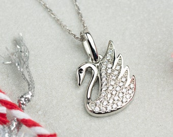 Sterling Silver Swan Pendant Necklace – Animal Jewelry