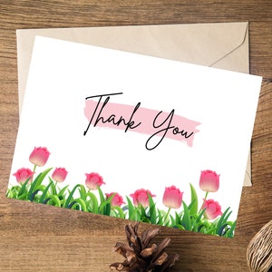 Printable Thank You Card Tulip Thanks Card Big Thank You Card