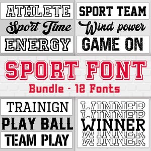 Sports Font Bundle, Football Fonts, Baseball Fonts, Sporty Team Fonts, Jersey Number Fonts, Sport logo font, Font For Cricut
